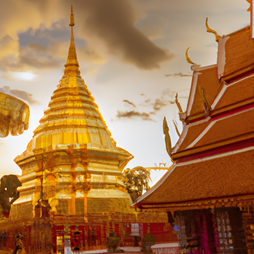 המקדש העתיק של Wat Phra That Doi Suthep שוכן בהרי צ'אנג מאי